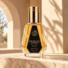 Proud Of You Oud 50ml bottle in a warm architectural studio