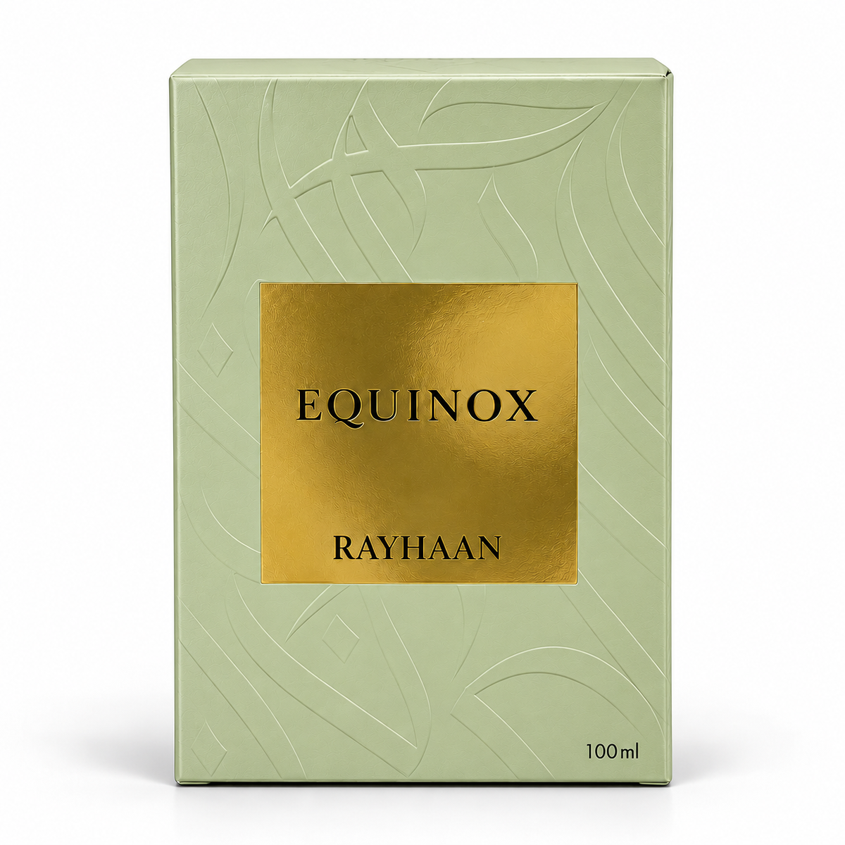 Original sage green and gold Rayhaan Equinox 100ml retail box