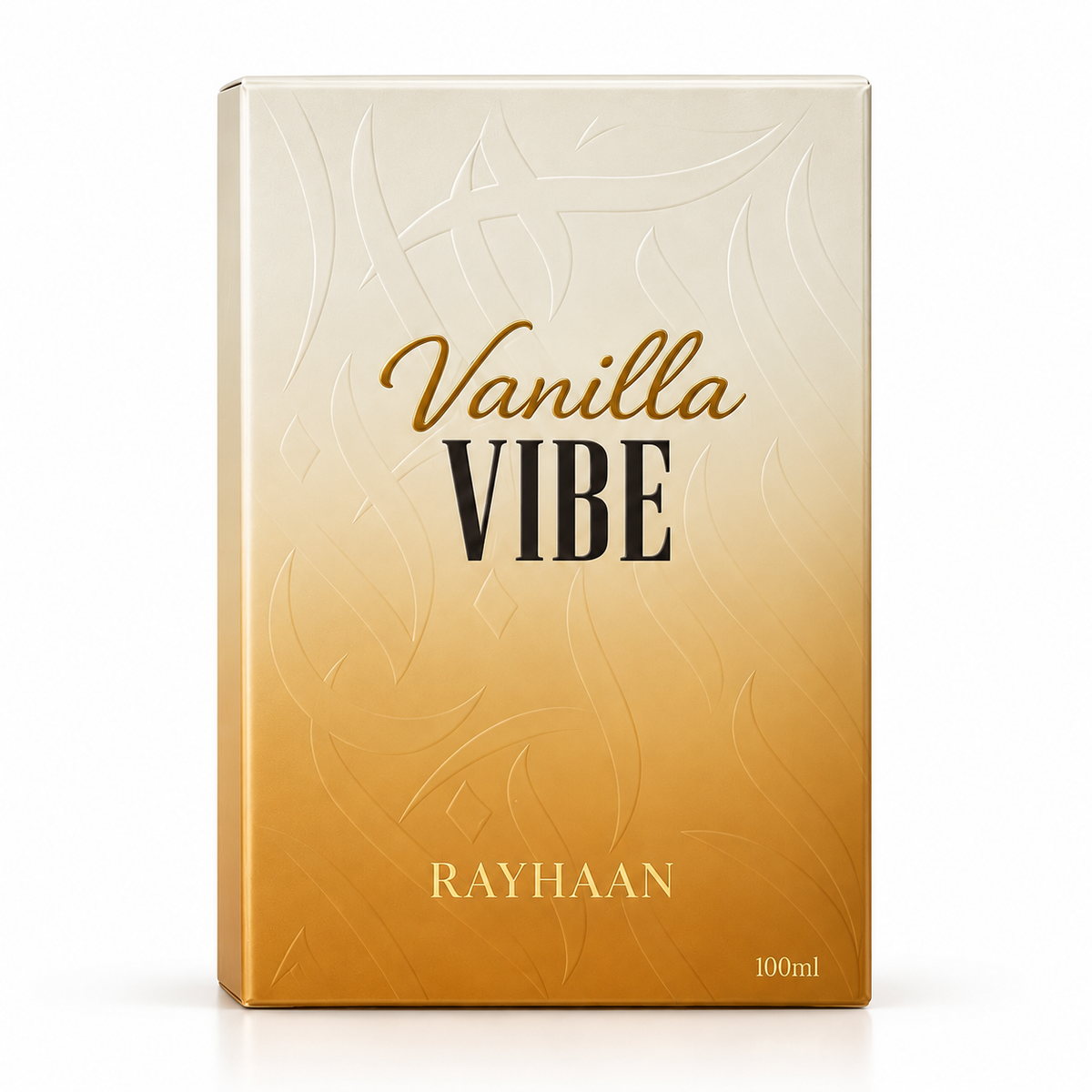 Original cream and amber Rayhaan Vanilla Vibe 100ml retail box