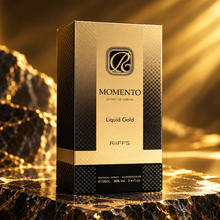 Original gold and black Momento Liquid Gold Extrait de Parfum 100ml box