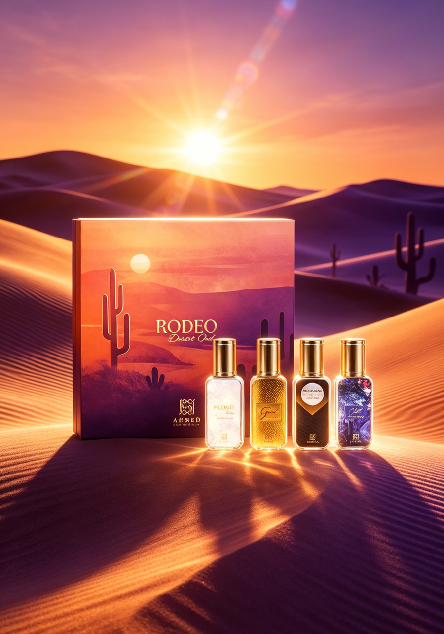 Rodeo Desert Oud miniature gift set by Ahmed Al Maghribi