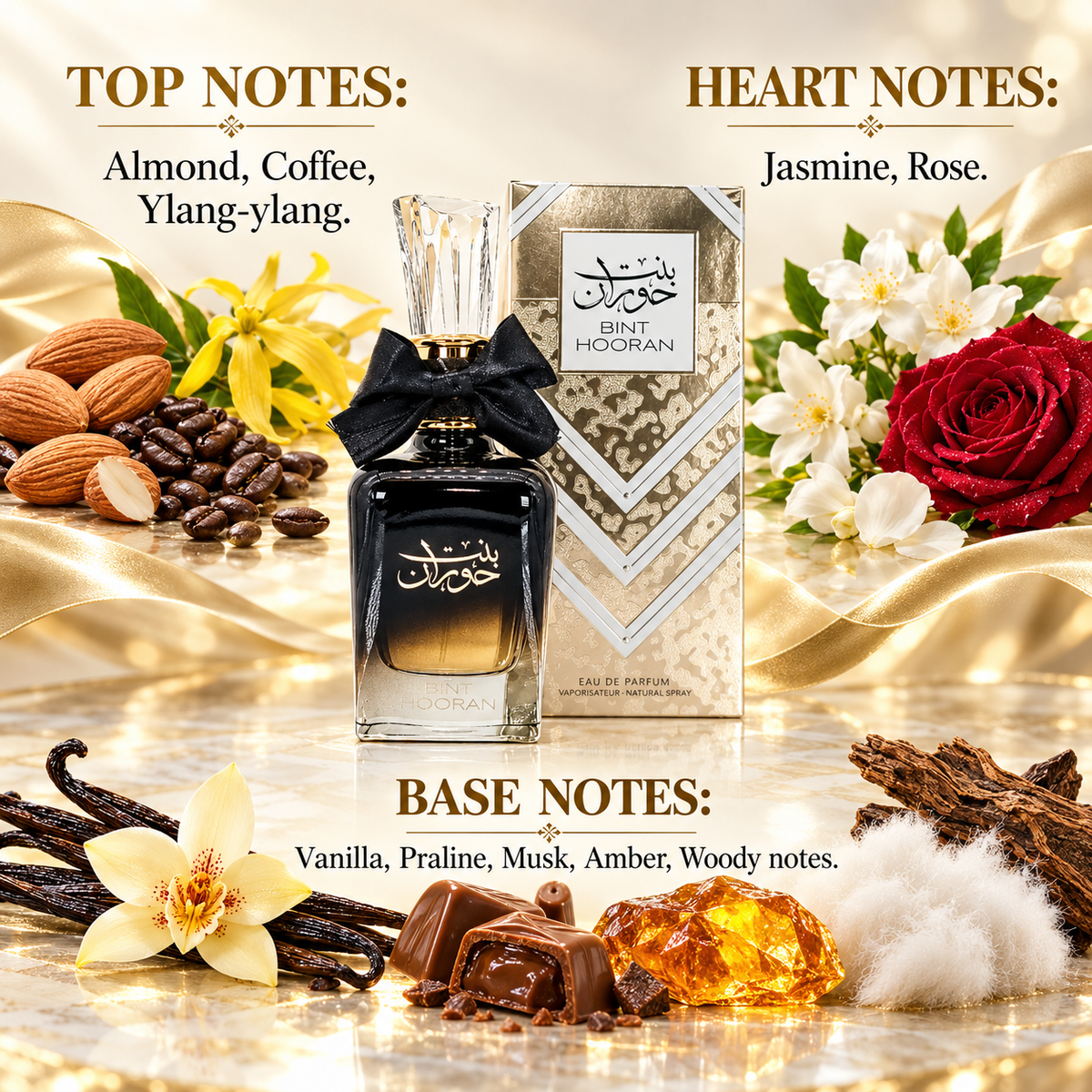 Ard Al Zaafaran Bint Hooran Eau de Parfum 100ml – top, heart and base fragrance notes