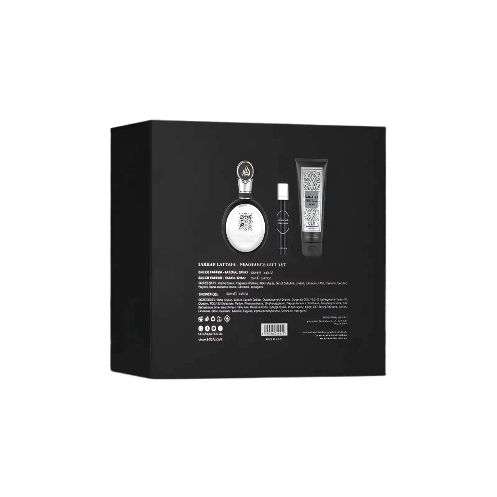 Fakhar Lattafa Black 100ml Eau De Parfum, 12ml Travel Spray & 100ml Shower Gel - Giftset For Men